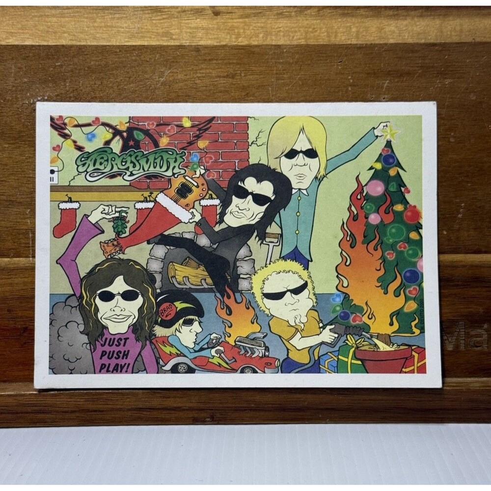 RARE Aerosmith Christmas Card w/ Facsimile Signatures Steven Tyler Joe Perry